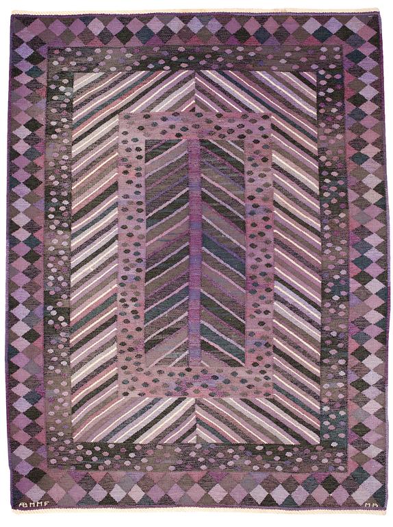 CARPET. "Granen violett". Tapestry weave. 228 x 169 cm. Signed AB MMF MR.