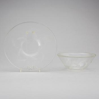 RENE LALIQUE, "Arras no 3 och 2", skål med fat, glas. 1900-talets andra hälft.