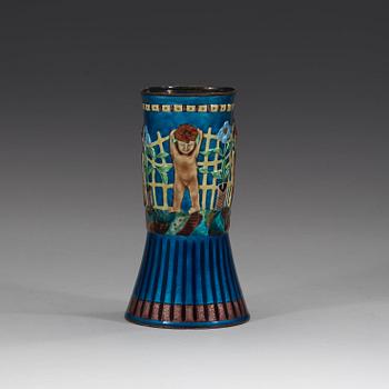 A David-Andersen sterling and polychrome enamelled vase, Norway probably 1950's.