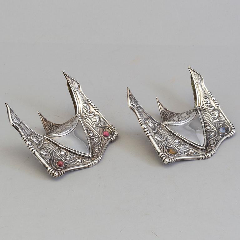 An art noveau gem silver mounted crystal glass bowl maker's mark Yegor Cheryatov for LORIÉ, MOSCOW, 1908-1917.