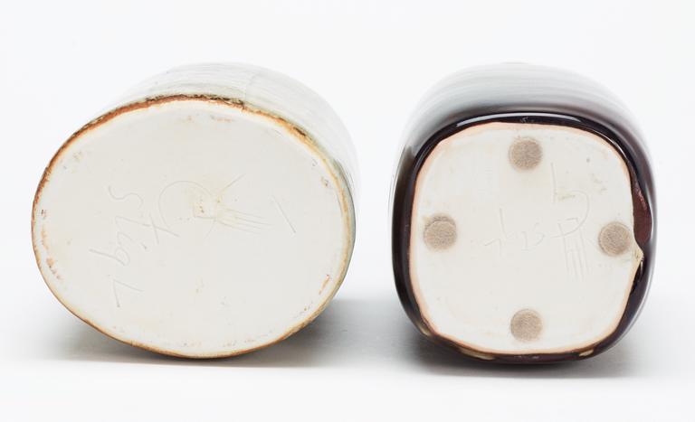 Two Stig Lindberg stoneware vases, Gustavsberg studio 1972-1981.