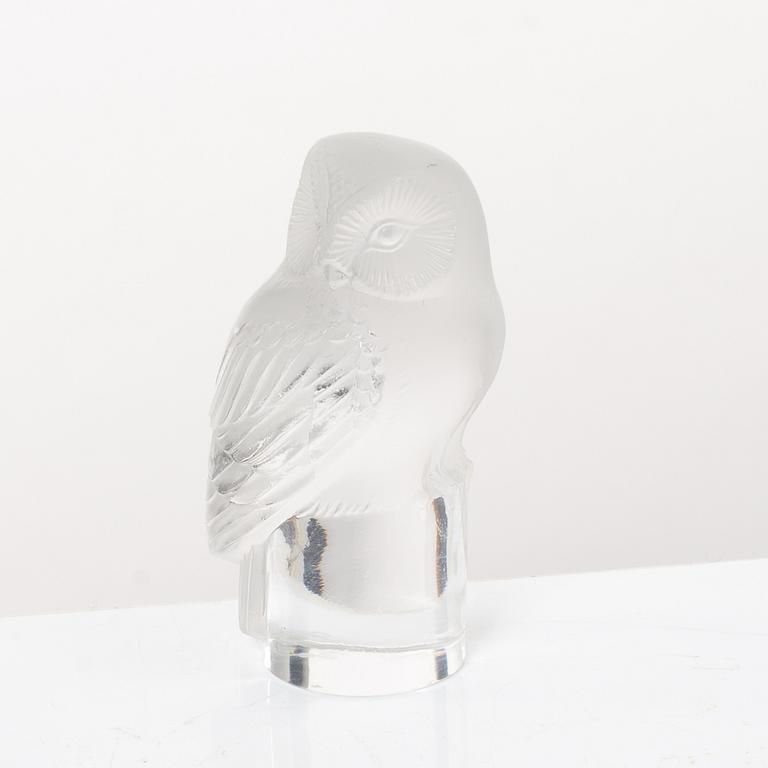 9 glass figurines, Lalique, France.