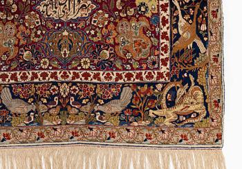 A semi-antique pictoral Tabriz rug, Northwest Persia, c. 200 x 136 cm.