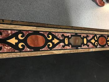A pietre dure top, Italy, circa 1900, probably Rome or Naples. The stand in Louis XIV-style.