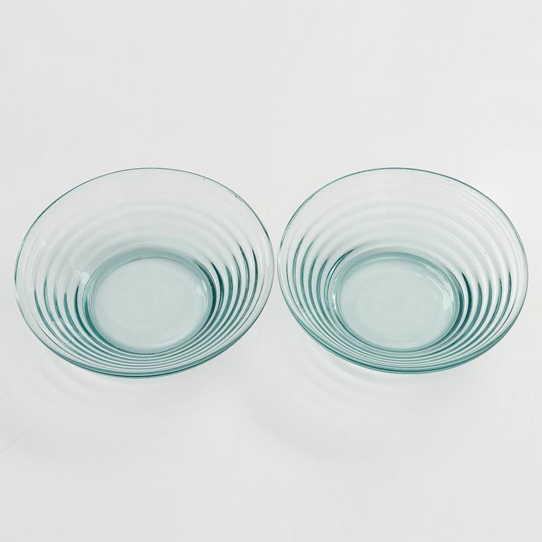 Aino Aalto, a set of two 1930's bowls, "Bölgeblick" for Karhula Glassworks, Finland.