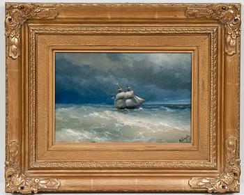 Ivan Constantinovich Aivazovsky, RANNIKKONÄKYMÄ MYRSKYÄVÄLLE MERELLE.