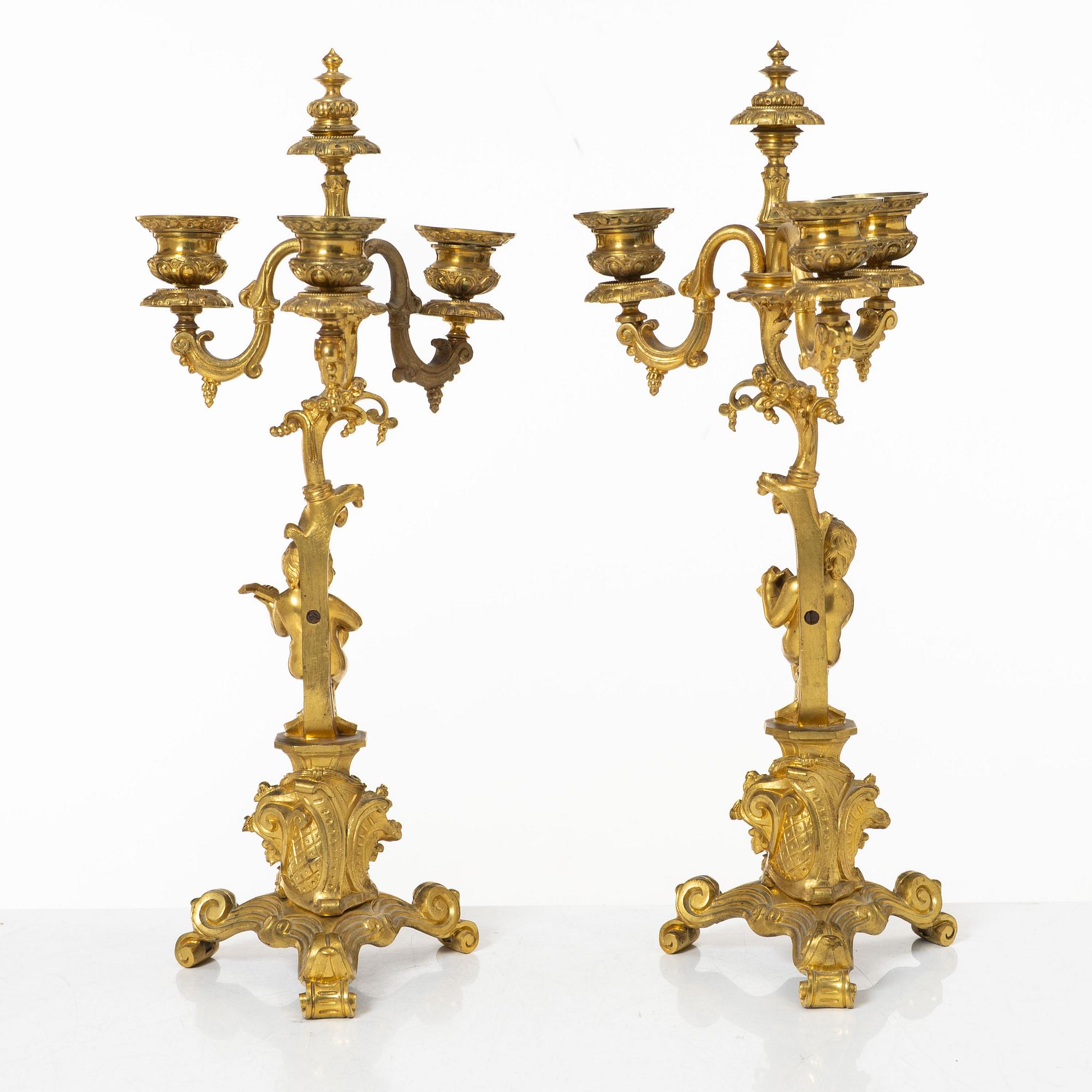 A pair of Louis XV style candelabras, 20th century.