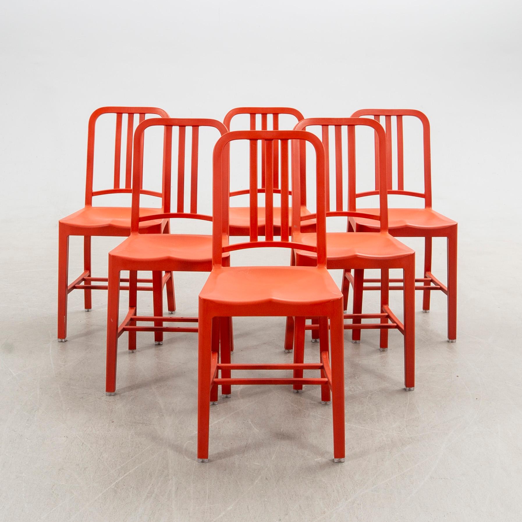 Chairs, 6 pcs, "111 Navy Chair", Emeco & Coca-Cola. USA 21st century.