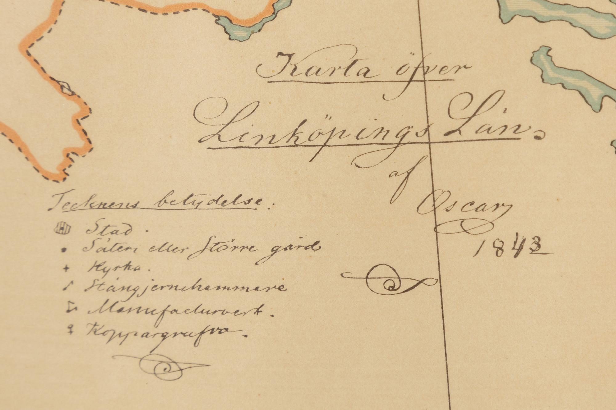 Oskar II, "Karta öfver Linköpings Län".