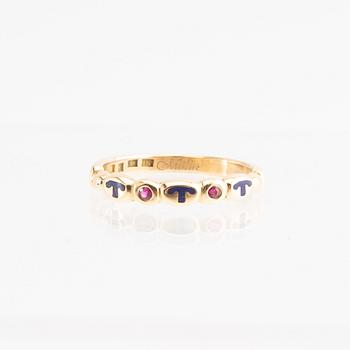 Ring, 18k guld med rubiner och glasemalj, Molins Guld & Silver AB, Kalmar, 2025.