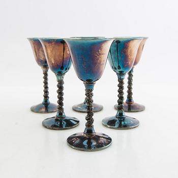 Cup 7+6 pcs first half of the 20th century, silver plate.