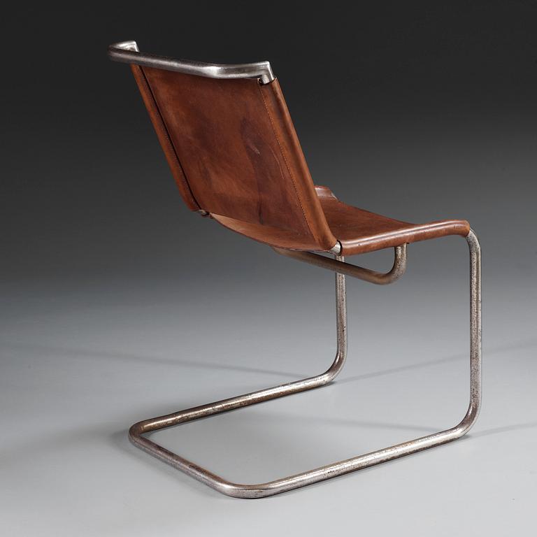 A Sven Markelius tubular steel chair by Stockholms Nya Järnsängsfabrik, ca 1930.