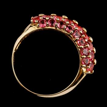 RING, 14 K guld, röd rubellite 5.00 ct.