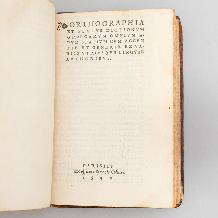 BOOK, Statius 1530, with Aldus’ Greek dictionary.