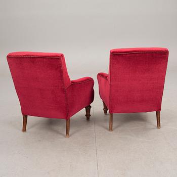 FÅTÖLJER, ett par, oskarianska, 1800-talets slut.