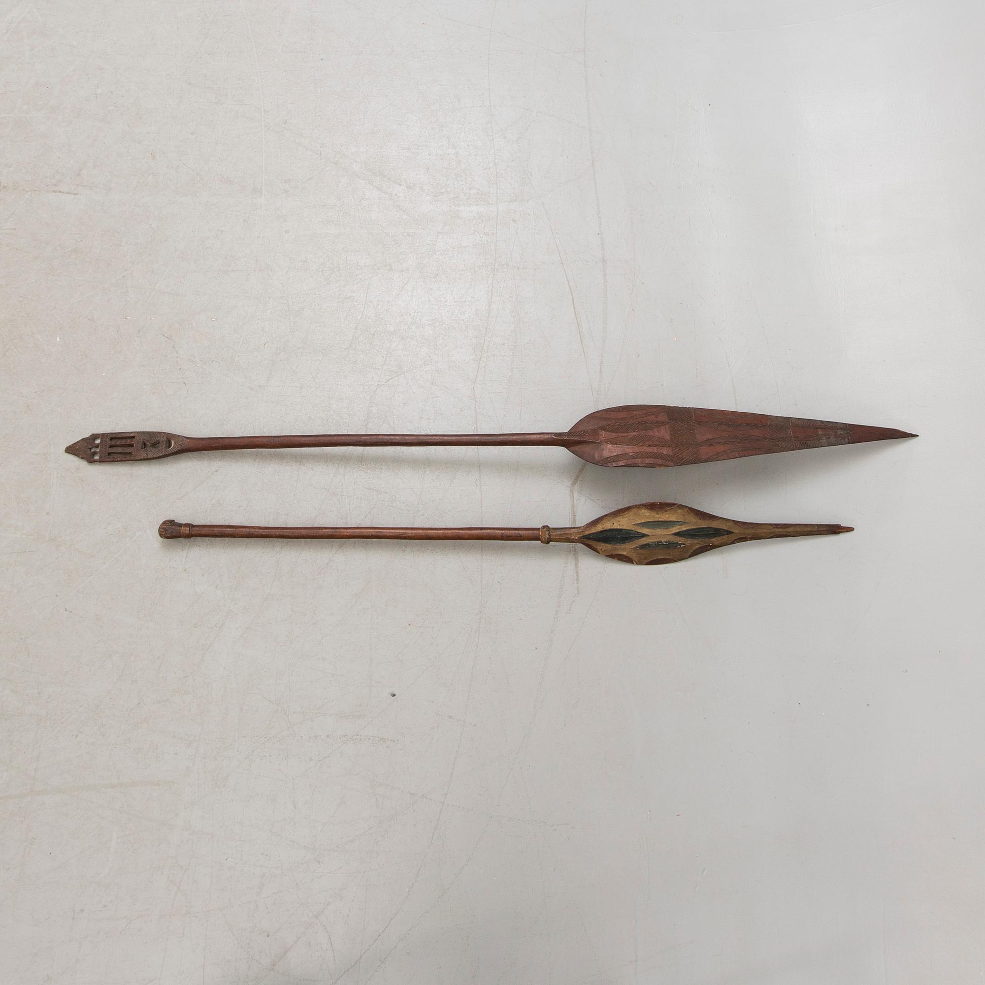 A set of two African ceremonial wooden paddles first half of the 20th century.