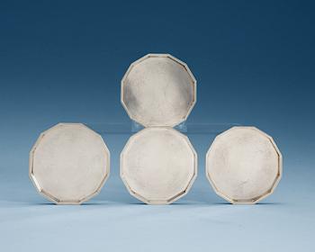 666. A set of four Wiwen Nilsson sterling coasters, Lund 1971.