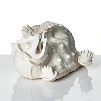 Wilhelm Kåge, two ceramic sculptures av dragons, Gustavsberg, ca 1940.