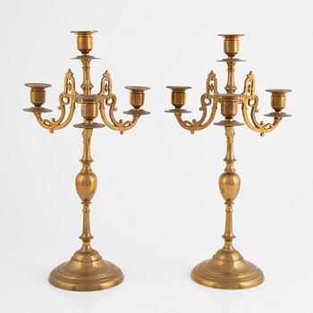 A pair of brass candelabra, Gusum, circa 1900.