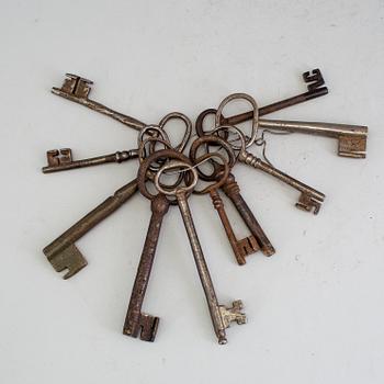 A set of ten 17th/18th century iron keys.