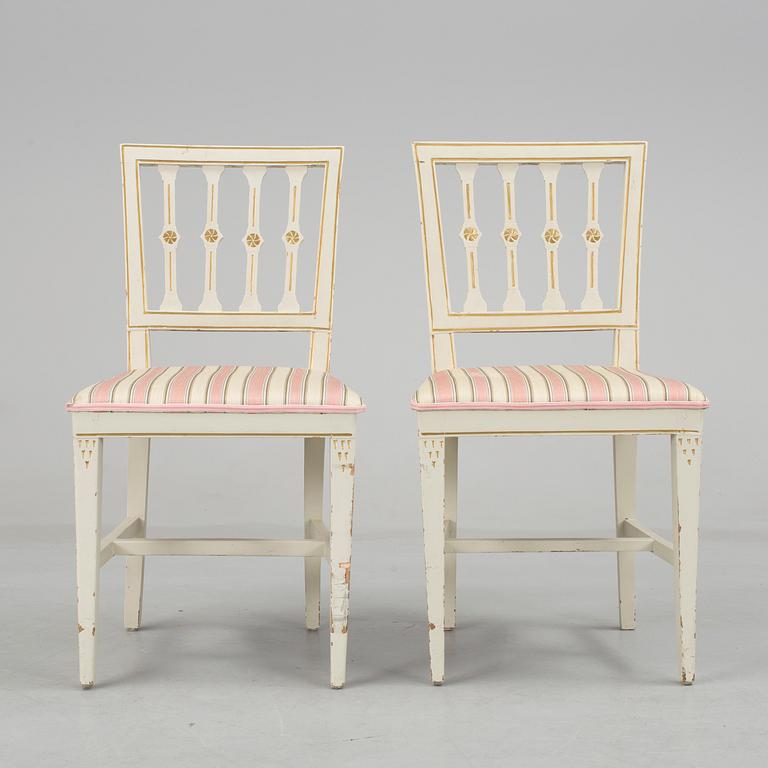 A pair of Swedish Gustavian chairs by Anders Andersson, signed AAS, Lindome from around year 1800.