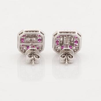 Ruby and diamond earrings.