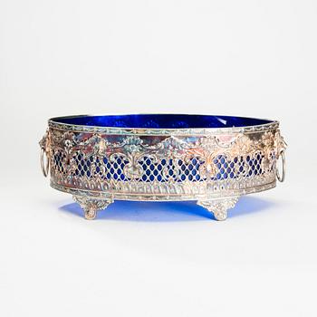JARDINJÄR, försilvrad koppar och glas, sent 1800-tal.