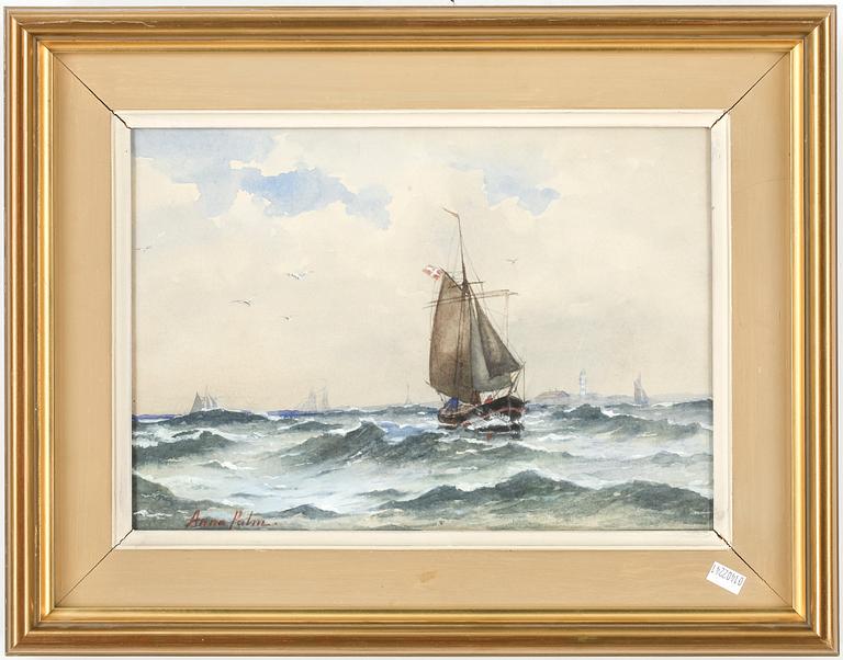 ANNA PALM DE ROSA, akvarell med täckvitt, signerad.