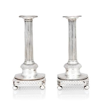 171. A pair of Swedish 18th century silver candelsticks, marks of Pehr Zethelius, Stockholm 1795.