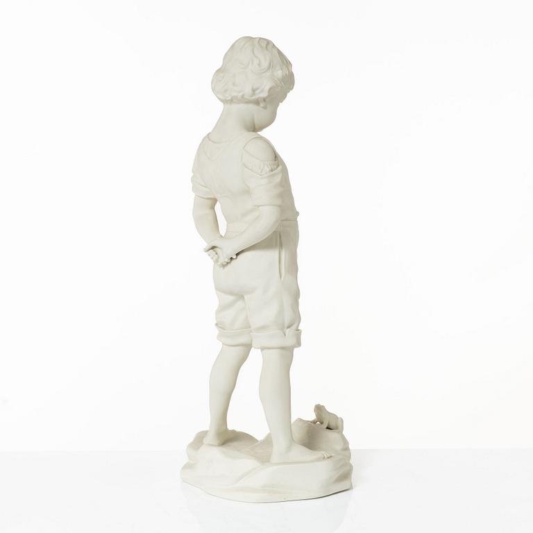 A biscuit porcelain sculpture, 'Pojke med groda', Gustafsberg 1913.