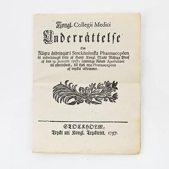 The first Swedish Pharmacopoeia, 1686.