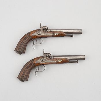 Percussion pistols, a pair, 1850s, Belgium.