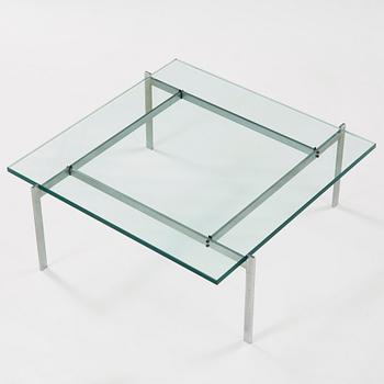 A Poul Kjaerholm 'Pk-61' glass top sofa table, Fritz Hansen, Denmark.