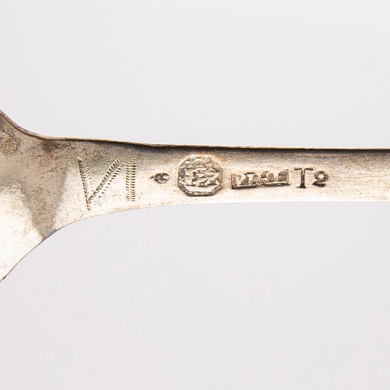 Spoons, 4 pcs, including Carl Fredrik Seseman and Peter Pihl, 18th/19th century.