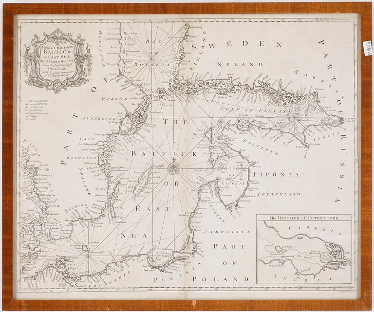 KARTA/SJÖKORT, etsning, 1700-tal.