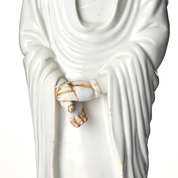 A blanc-de-chine figure of Guanyin, Qing dynasty.