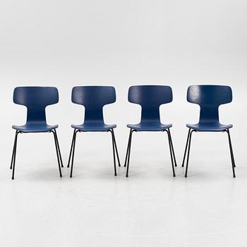 Arne Jacobsen, stolar, 4 st, "T-stolen", modell 3103, Fritz Hansen, Danmark.