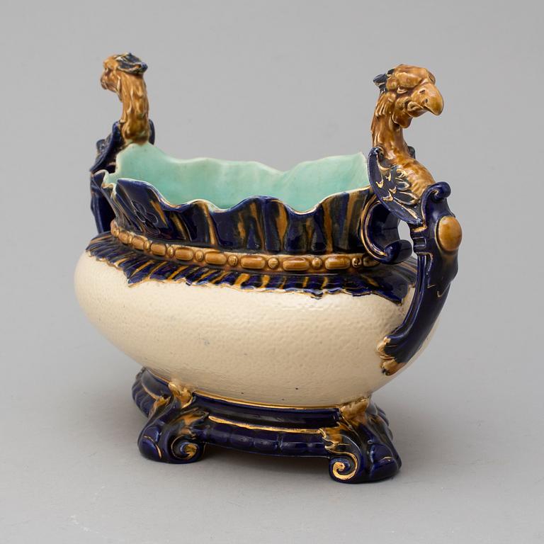 An earthenware jardiniere from Rörstrand, late 19th century.