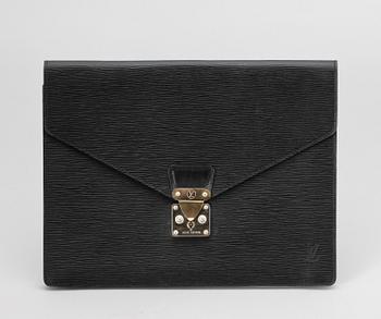 A black epi leather portfolio by Louis Vuitton, "Minuto".