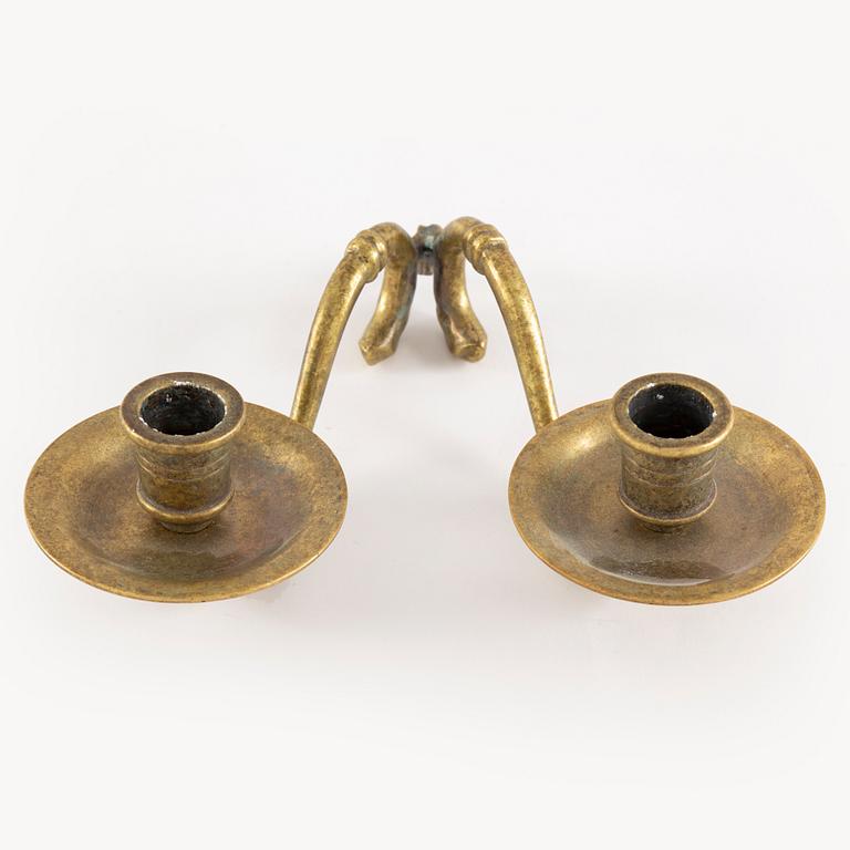 A late Gustavian two-light girandole mirror, circa 1800.