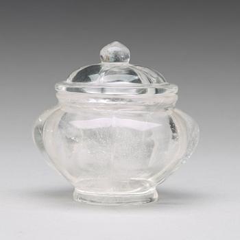 A Chinese rock crystal bowl with cover, 20th Century.
