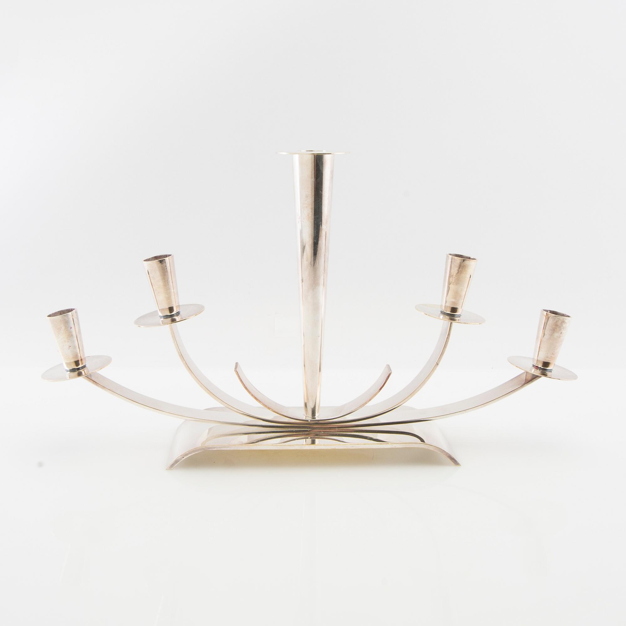 Walter Andersson attributed candelabrum, silver-plated, Ystad Metall, 1940s/50s.