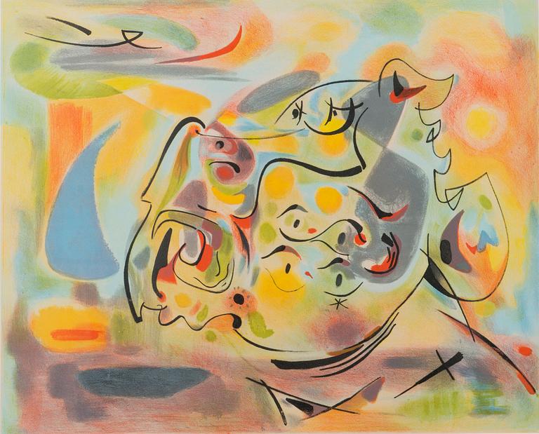 ANDRÉ MASSON, värilitografia, signeerattu.