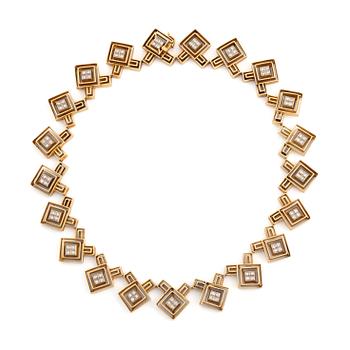 517. An Ilias Lalounis 18K gold necklace set with eight-cut diamonds.