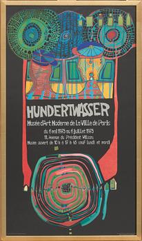 Friedensreich Hundertwasser · UTSTÄLLNINGSAFFISCH. Hundertwasser, Paris 1975.
