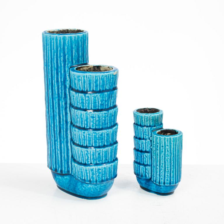 Gunnar Nylund, a set of five chamotte stoneware vases, Rörstrand 1930s-40s.