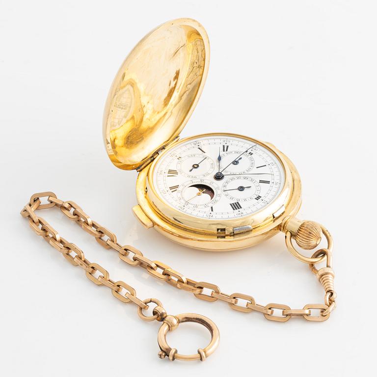 Pocket watch, repeater, calendar, chronograph, hunter, 59 mm.