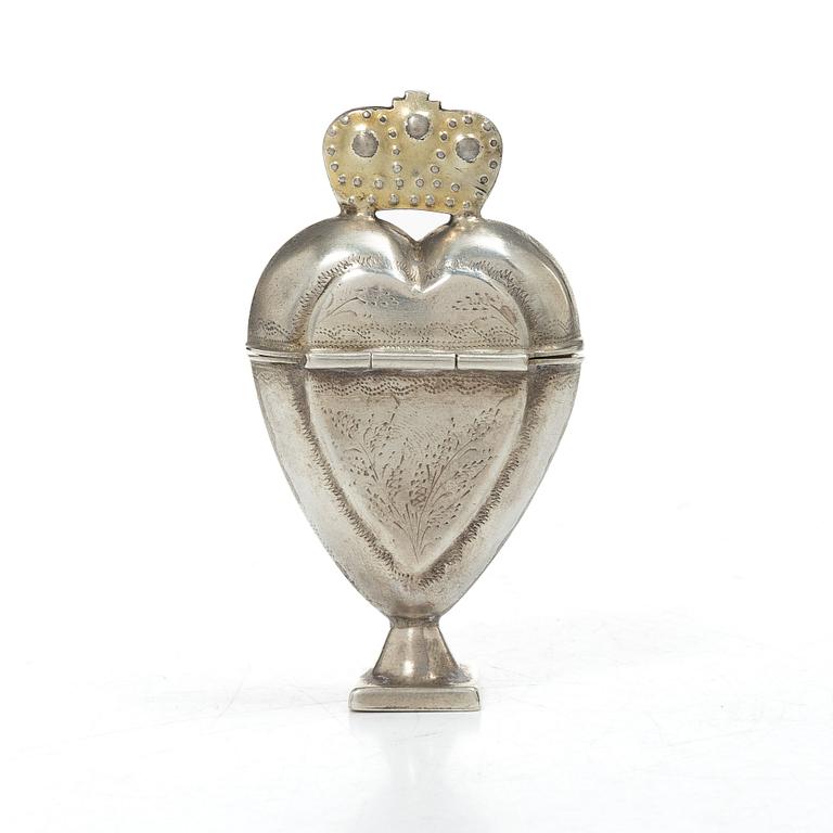 Scent box, silver, possibly mark of Elling Olai Johansen, Stavanger, Norway, 19th century.