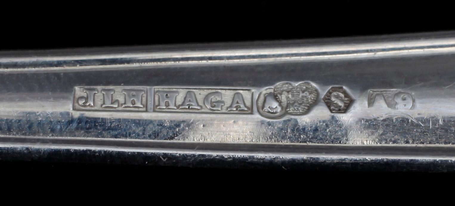 BESTICKSERVIS, 31 delar, silver, "Haga", J.L.Hultman, Stockholm, 1951. Totalvikt 1205 g.
