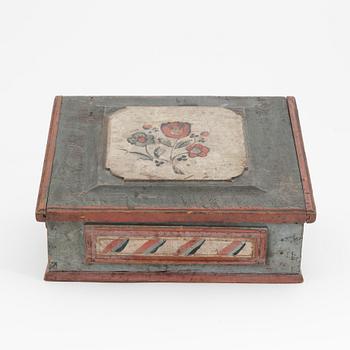 A provincial Swedish painted wooden box, late 18th Century, dated 1798, presumably Jämtland.